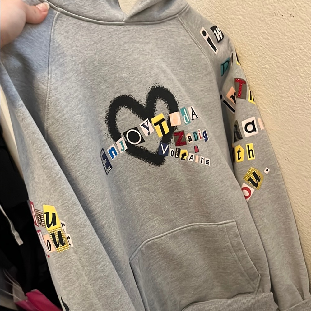 Zadig & Voltaire Gray Graphic Hoodie S-M AND SOLD OUT